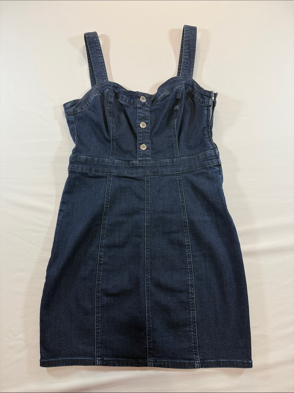 Guess Dark Blue Denim Bustier Mini Dress Size L